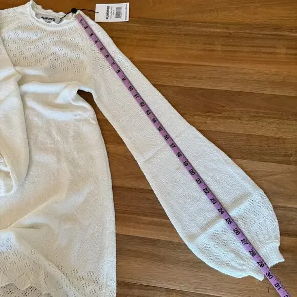 Rumored Pointelle Knit Sweater Mini Dress White Size Small - Picture 10 of 11